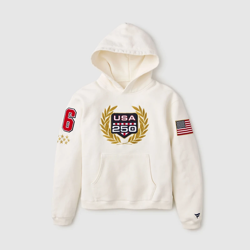 Men's Fanatics White USA 250 Limited Edition Heavyweight Fleece Hoodie