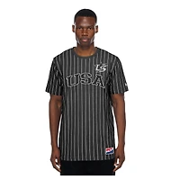 T-shirt à rayures noires New Era USA Baseball Throwback Meshback pour homme