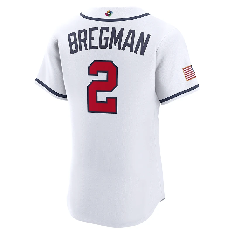 Maillot authentique domicile Nike Alex Bregman blanc USA baseball Classique mondiale de 2026