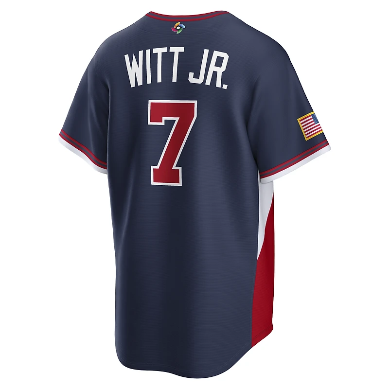 Men's Nike Bobby Witt Jr. Navy USA Baseball 2026 World Classic Road Stadium Jersey