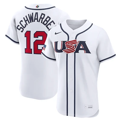 Maillot authentique domicile Nike Kyle Schwarber blanc USA baseball Classique mondiale de 2026