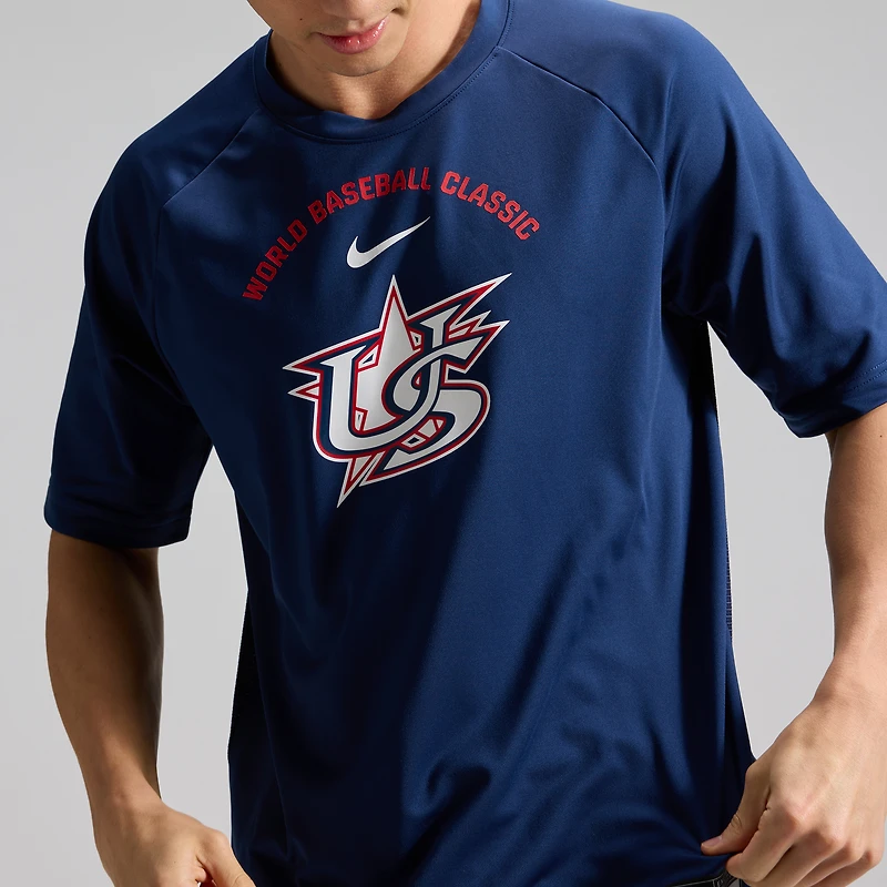 Men's Nike Navy USA Baseball 2026 World Classic Authentic Collection Batting Practice Pregame Dri-FIT Top