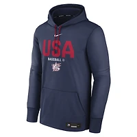 Men's Nike  Navy USA Baseball 2026 World Classic Authentic Collection Therma-FIT Hoodie