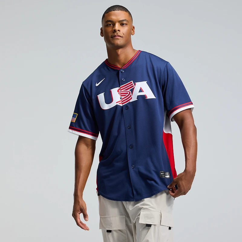 Maillot de baseball Nike bleu marine pour homme, États-Unis, Classique mondiale 2026, match à l'extérieur, stade