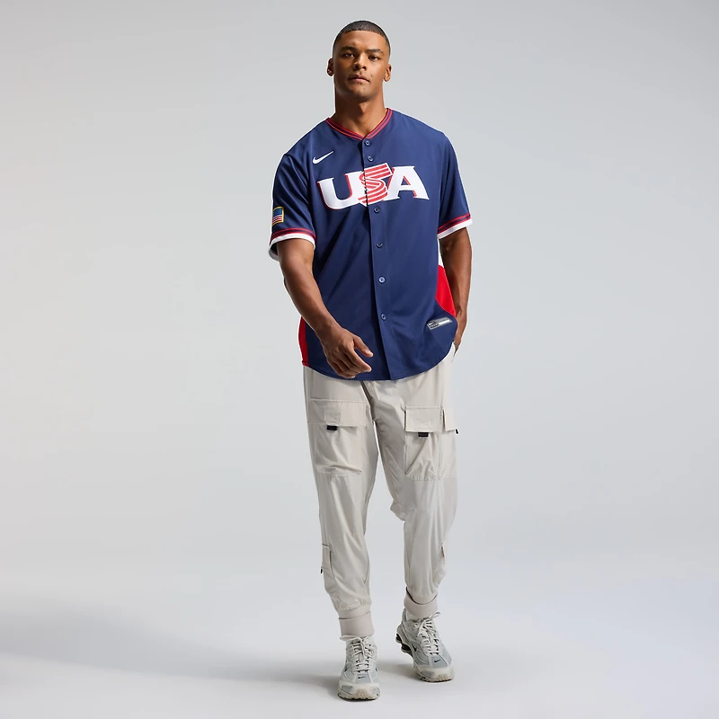 Men's Nike Navy USA Baseball 2026 World Classic Road Stadium Jersey