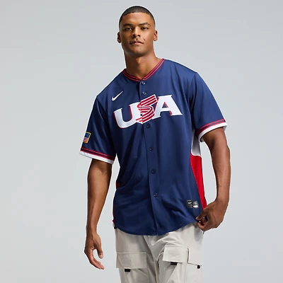 Men's Nike Navy USA Baseball 2026 World Classic Road Stadium Jersey