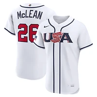 Maillot authentique domicile Nike Nolan McLean blanc USA baseball Classique mondiale de 2026 pour homme