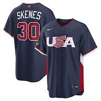 Maillot de baseball Nike Paul Skenes bleu marine pour homme, USA Baseball, Classique mondiale 2026, match route, stade