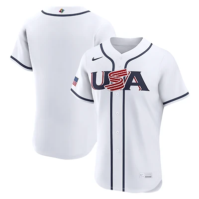 Maillot authentique domicile Nike blanc pour homme, USA Baseball, Classique mondiale de baseball 2026
