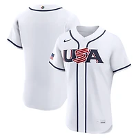Maillot authentique domicile Nike blanc pour homme, USA Baseball, Classique mondiale de baseball 2026