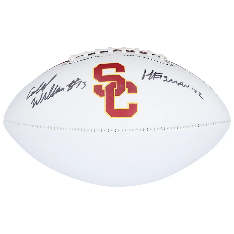 Ballon de football américain Baden White Panel autographié par Caleb Williams (USC Trojans) avec inscription « Heisman 2022 »