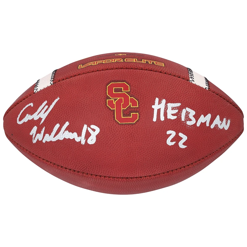 Ballon de football Nike Vapor Elite autographié par Caleb Williams des USC Trojans avec l'inscription « HE13MAN 22 »