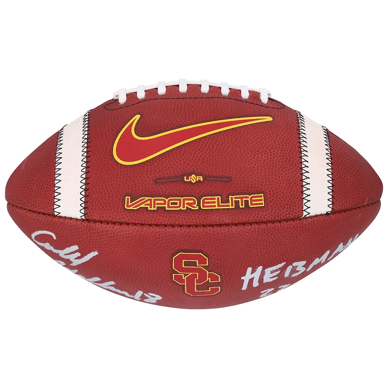 Ballon de football Nike Vapor Elite autographié par Caleb Williams des USC Trojans avec l'inscription « HE13MAN 22 »