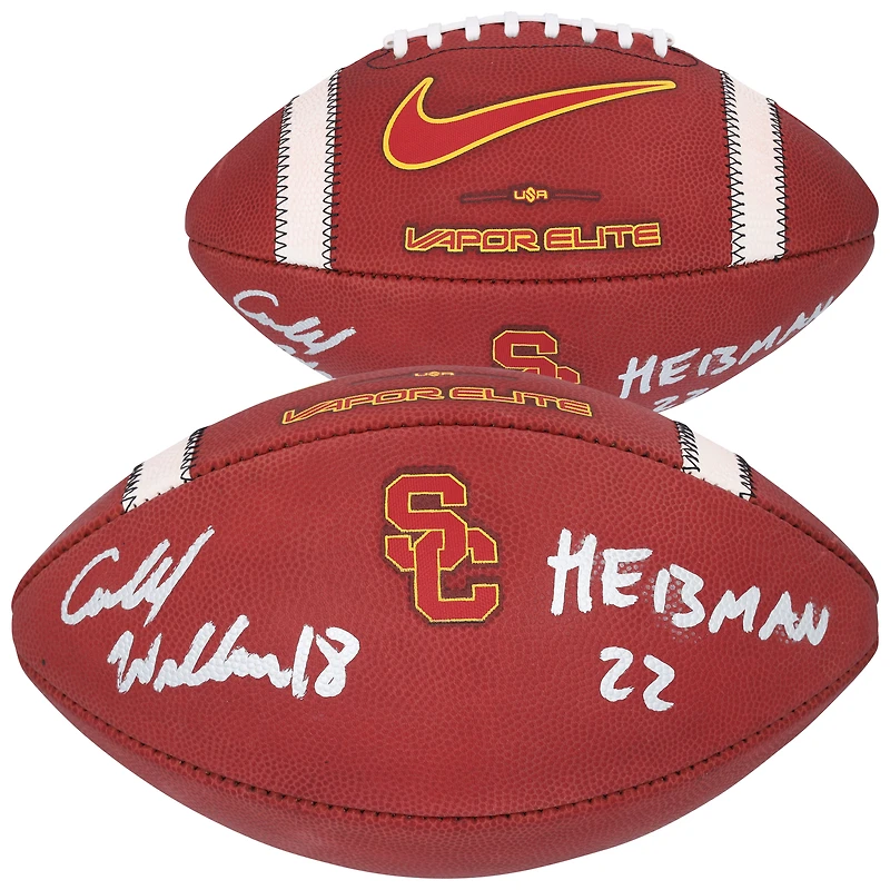 Ballon de football Nike Vapor Elite autographié par Caleb Williams des USC Trojans avec l'inscription « HE13MAN 22 »