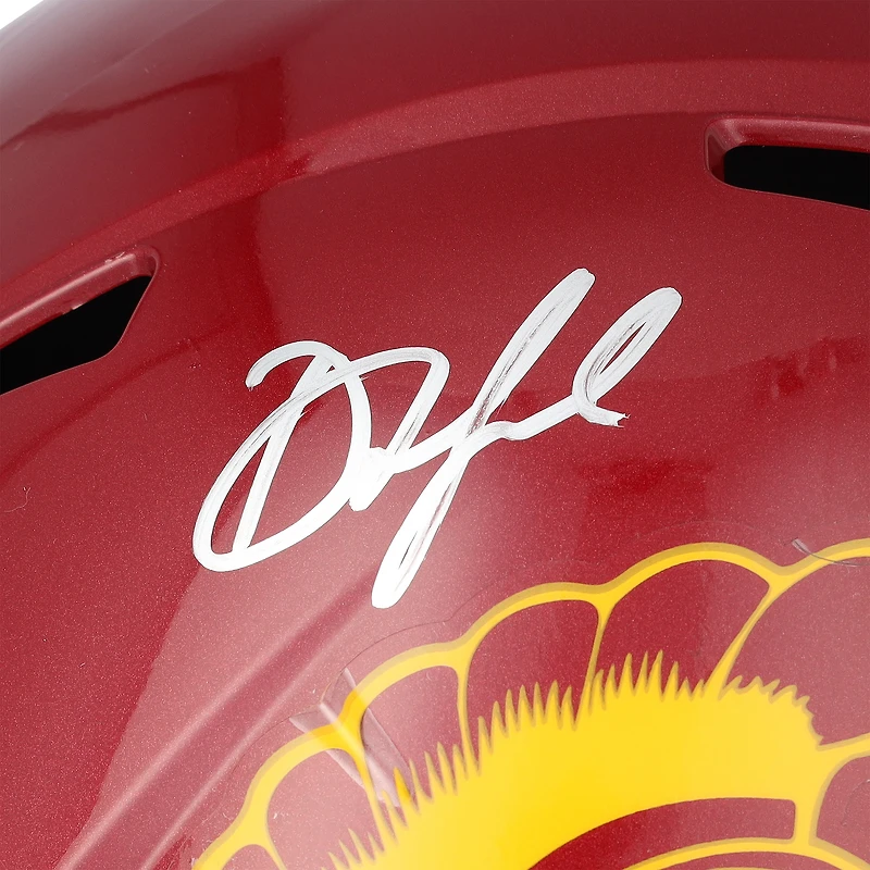 Drake London USC Trojans Autographed Riddell Speed Replica Helmet