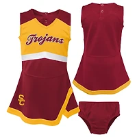 Filles préscolaire Cardinal/or USC Trojans deux pièces Cheer Captain Jumper robe et Bloomer ensemble