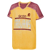 Girls Youth Cardinal USC Trojans Up for Anything Colorblock Dolman V-Neck T-Shirt