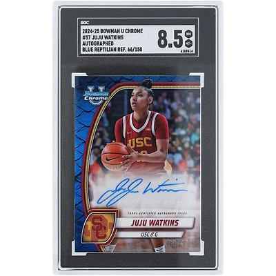 JuJu Watkins USC Trojans Autographié 2024-25 Bowman U Chrome Blue Reptilian Refractor #37 #66/150 SGC Authentifié 8.5 Carte