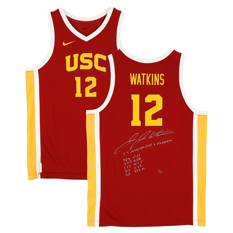 Maillot réplique Nike autographié par JuJu Watkins USC Trojans Cardinal avec inscriptions multiples - Édition limitée à 25 exemplaires
