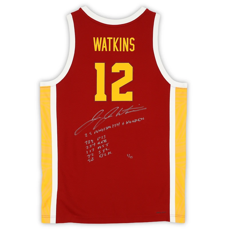 Maillot réplique Nike autographié par JuJu Watkins USC Trojans Cardinal avec inscriptions multiples - Édition limitée à 25 exemplaires