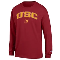 T-shirt à manches longues avec logo Arch Over pour homme, Champion Cardinal USC Trojans