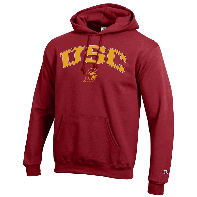 Sweat à capuche en polaire avec logo arqué Champion Crimson USC Trojans pour homme