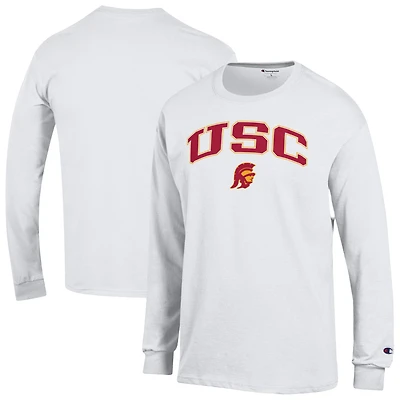 Men's Champion  Heather Gray USC Trojans Arch Over Logo Long Sleeve T-Shirt
