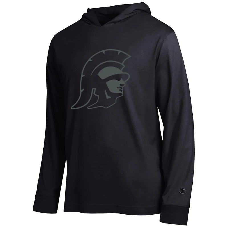 Men's Champion  Black USC Trojans Tonal All-Star Long Sleeve Hooded T-Shirt
