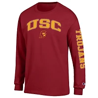 Men's Champion  Cardinal USC Trojans Arch Over Logo 2-Hit Long Sleeve T-Shirt