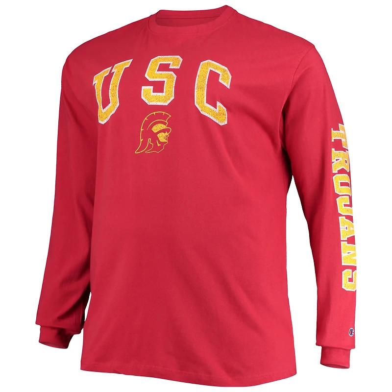 Men's Champion Cardinal USC Trojans Big & Tall 2-Hit Long Sleeve T-Shirt