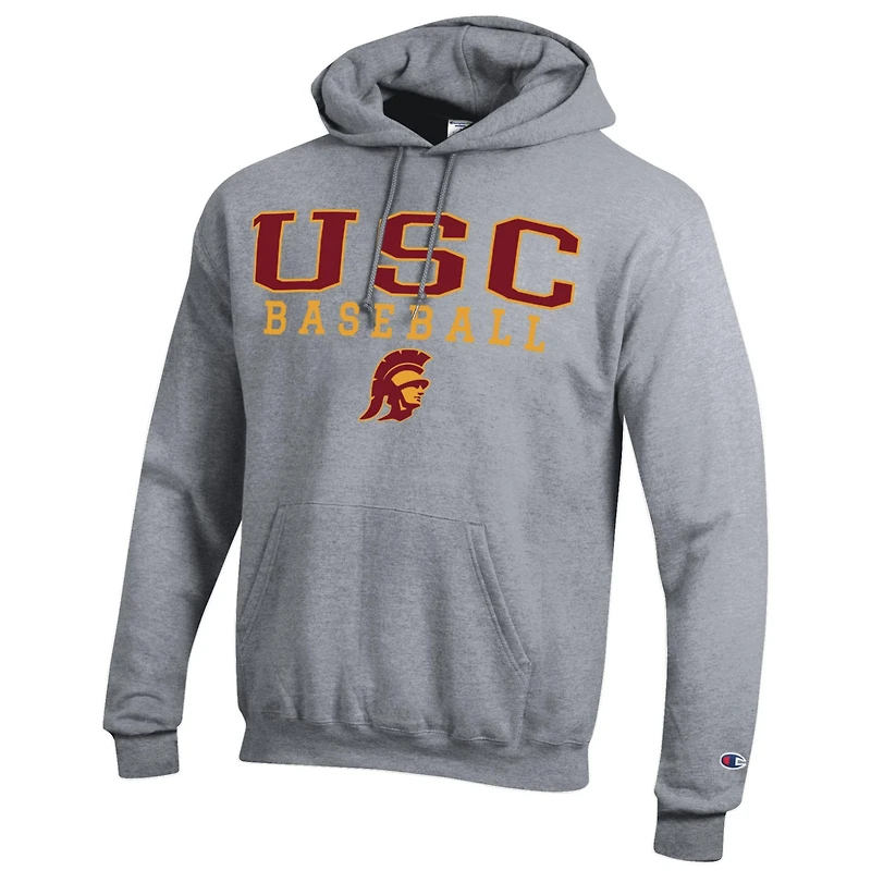 Sweat à capuche gris Champion pour homme, motif USC Trojans, baseball Stack