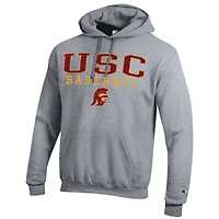 Sweat à capuche gris Champion pour homme, motif USC Trojans, baseball Stack