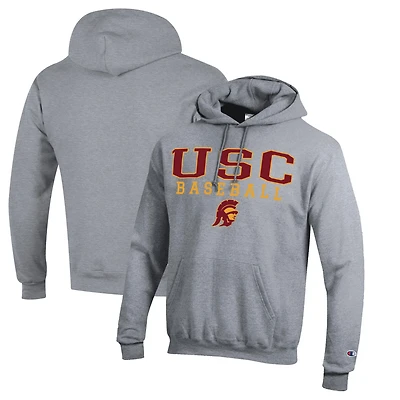Sweat à capuche gris Champion pour homme, motif USC Trojans, baseball Stack