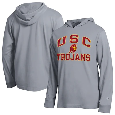 T-shirt à capuche manches longues Champion pour homme, gris chiné, USC Trojans High Motor All-Star