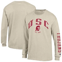 T-shirt à manches longues Champion pour homme, couleur avoine chinée, USC Trojans, modèle Neutral Arch