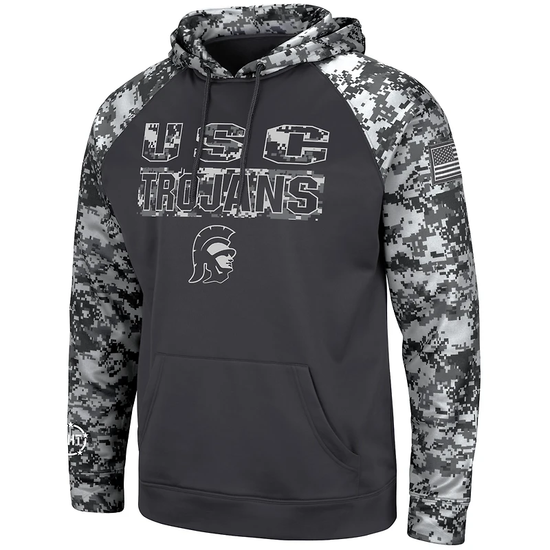 Hommes Colosseum Charcoal USC Trojans OHT Military Appreciation Digital Camo Pull à capuche