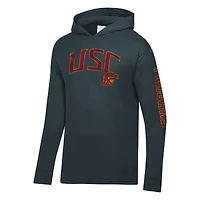 Men's ComfortWash  Charcoal USC Trojans Long Sleeve Hooded T-Shirt