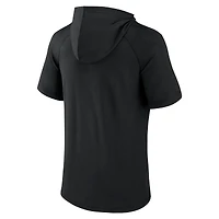 Men's Fanatics Black USC Trojans Double Arch Raglan Short Sleeve Hoodie T-Shirt