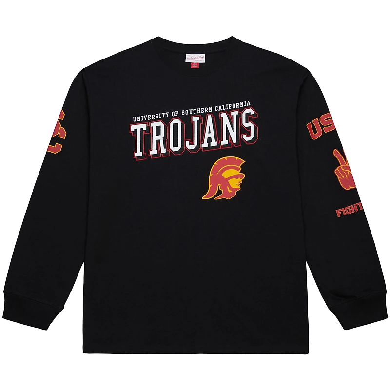 T-shirt à manches longues noir Mitchell & Ness pour homme, camp d'entraînement des USC Trojans