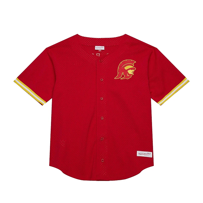 Men's Mitchell & Ness Cardinal USC Trojans Game Time Mesh Button Front Top