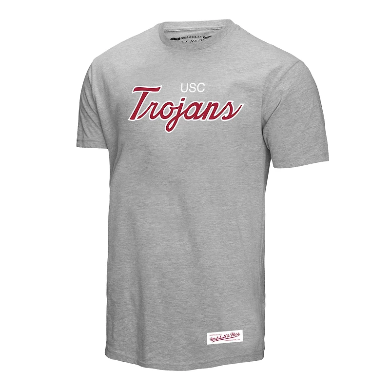 Men's Mitchell & Ness Gray USC Trojans Elite Script T-Shirt