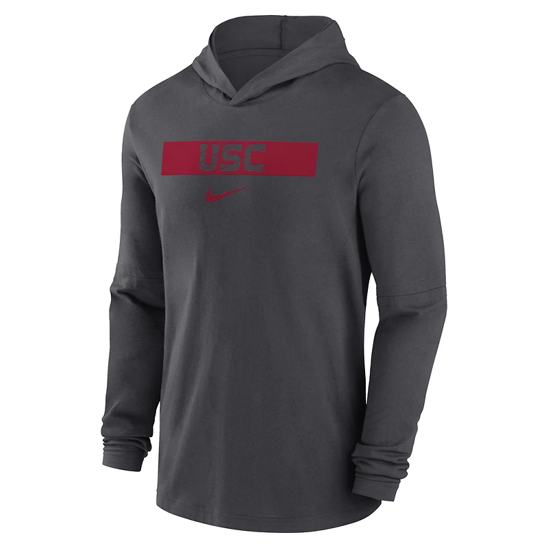 Men's Nike Anthracite USC Trojans 2024 Sideline Hoodie Performance Long Sleeve T-Shirt
