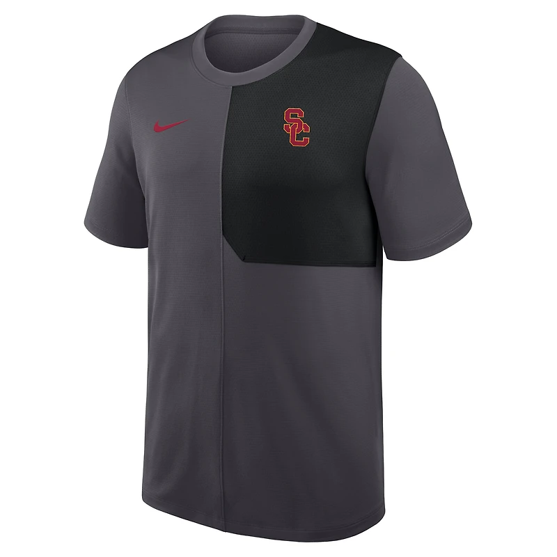 Men's Nike Anthracite USC Trojans 2025 Sideline UV Dri-FIT Coach Shirt