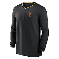 Men's Nike Black USC Trojans 2024 Sideline Coach Performance Half-Zip Long Sleeve Top