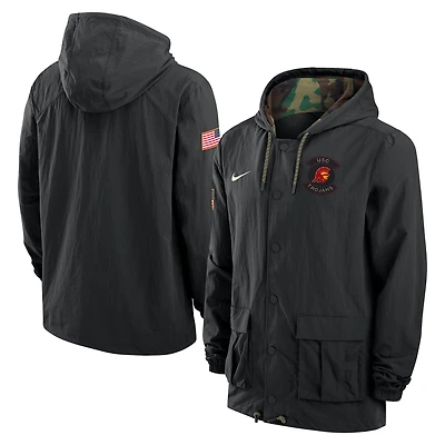 Men's Nike Black USC Trojans 2025 NCAA Military Appreciation Full-Snap Jacket