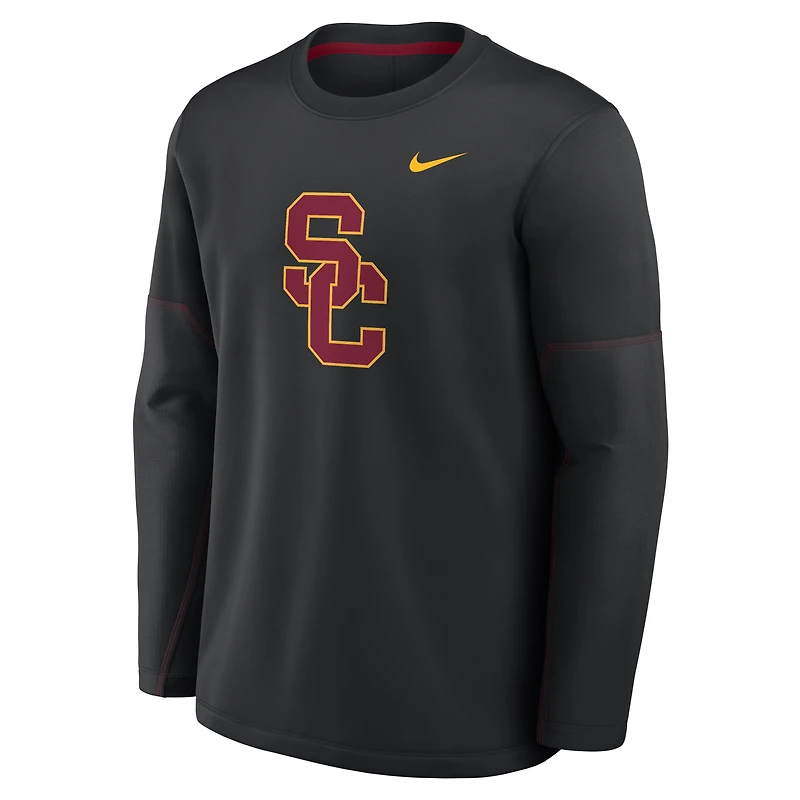 Haut à manches longues Nike USC Trojans 2026 Sideline Coaches Therma-FIT noir pour homme