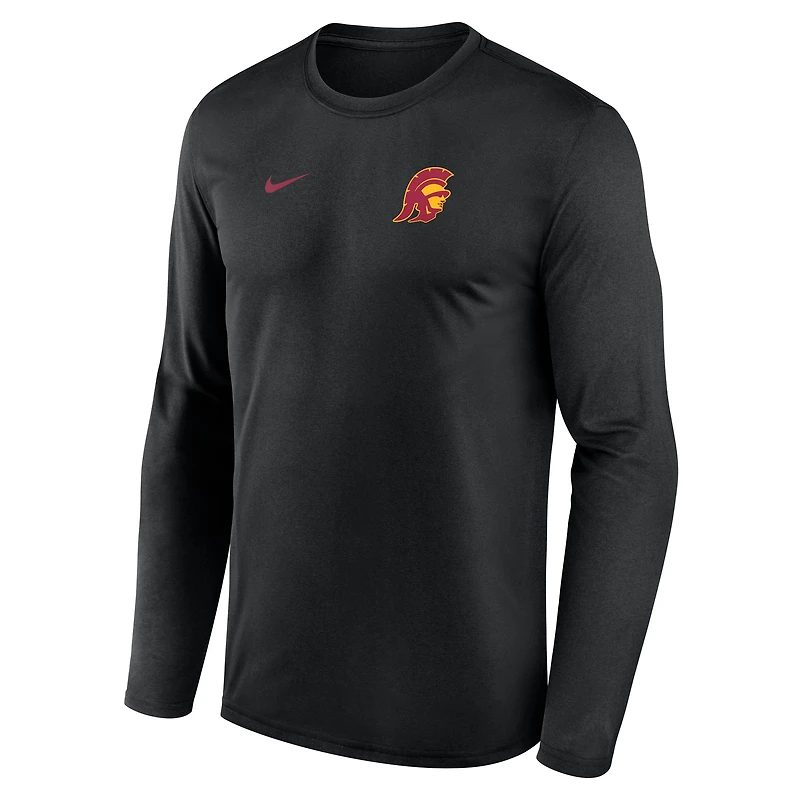 Men's Nike Black USC Trojans 2026 Sideline Small Logo Legend Dri-FIT Long Sleeve T-Shirt