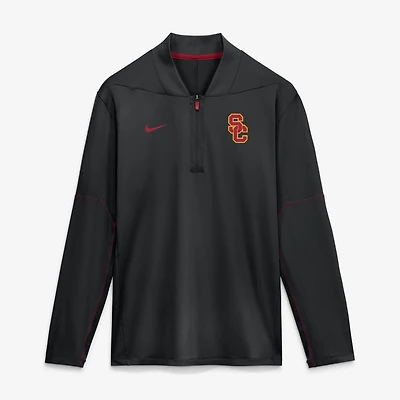 Pull à manches longues et demi-zip Nike USC Trojans Sideline Dri-FIT noir pour homme
