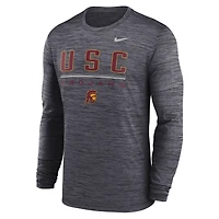 T-shirt à manches longues Nike USC Trojans Sideline Velocity Dri-FIT noir pour homme