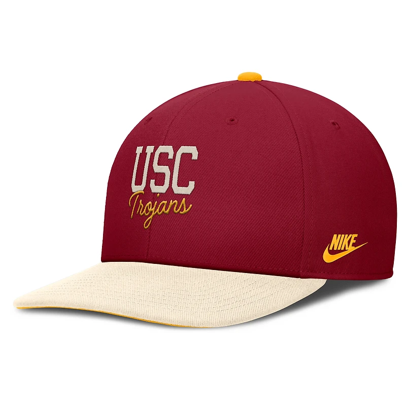 Men's Nike Cardinal/Cream USC Trojans Pro Legacy Script Snapback Hat
